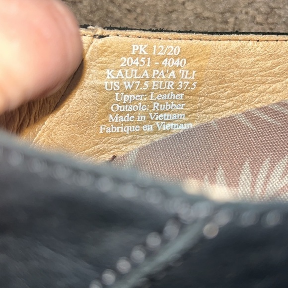 Olukai Kaula Pa'a 'Ili Leather Slip On Espadrille Flat Black 7.5 - Picture 11 of 11